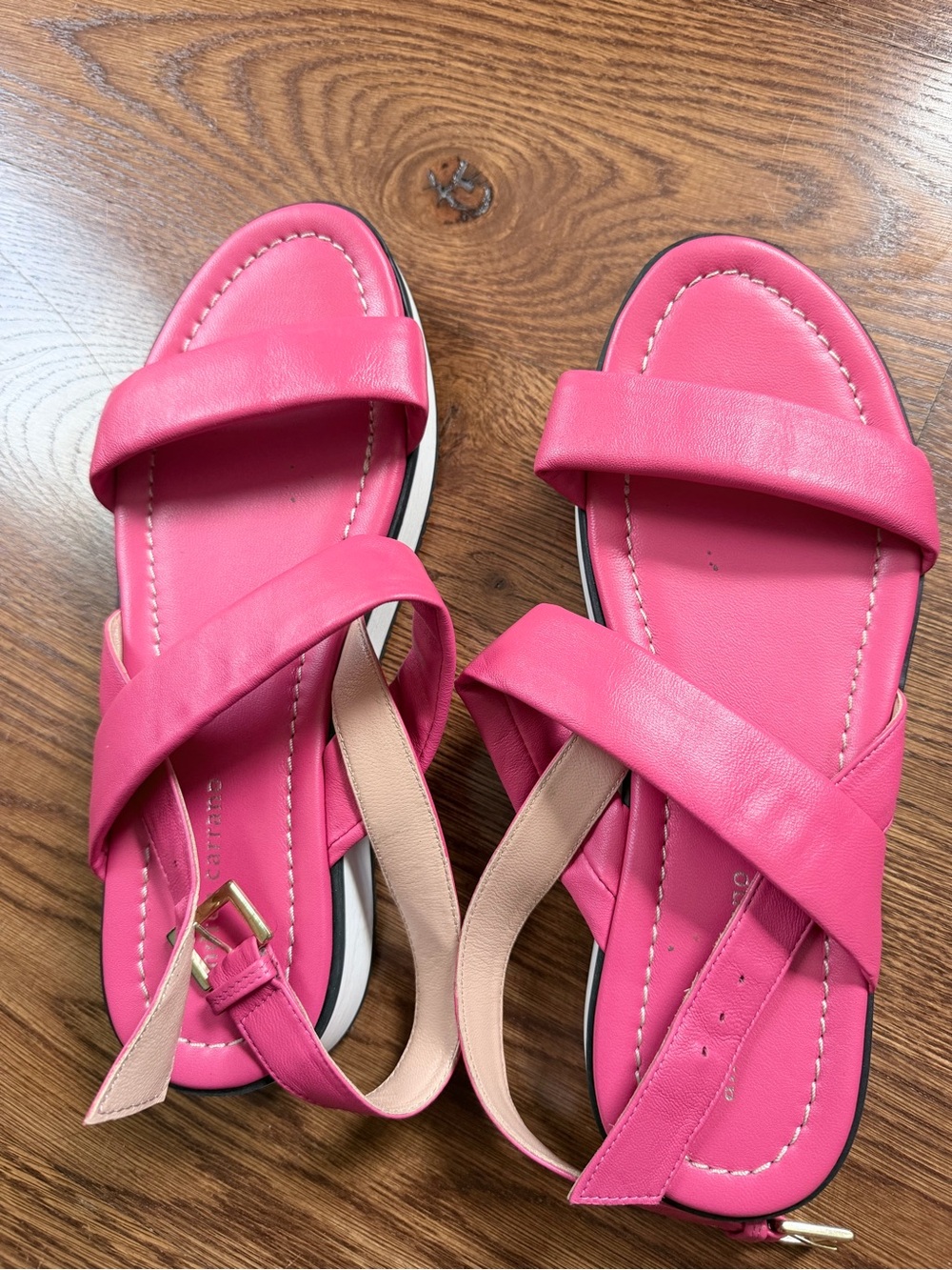 Women's Pink Cross-Strap Slingback Sandals